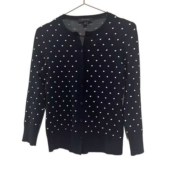 Ann Taylor blue polka dot cardigan sweater. Size Extra Small - Picture 1 of 11